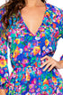 Luli Fama Water Blossoms Ruffled Deep V Frill Hem Dress